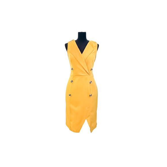 Milk & Honey Yellow Sleeveless Blazer Dress - Size L - Picture 2 of 7
